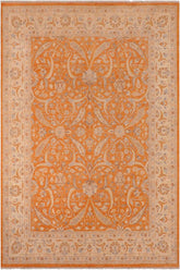 handmade Traditional Kafkaz Orange Ivory Hand Knotted RECTANGLE 100% WOOL area rug 10 x 14